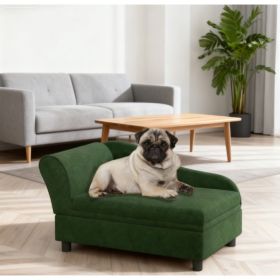 Pet Sofa Bed Couch With Storage,with Soft Cushion , Green