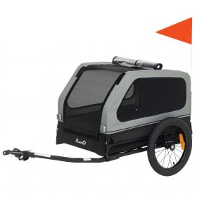 Dog Bike Trailer for Small & Medium Dogs, Universal Bicycle Coupler, Flip-Down Ramp Tailgate, Gray