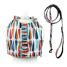 Chic Raindrop Harness Vest with Matching Leash (Color: Blue/Orange/White, size: L)