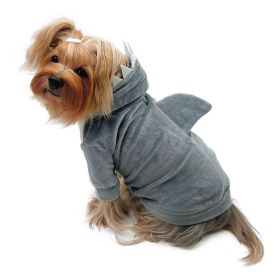 Ultra Plush Shark Hoodie with Fin & Teeth (Color: gray, size: L)