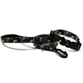 UV Printing Camouflage Embossed Pet Leash Set Is A Perfect Combination Of Style And Functionality Specially Designed For Pets' Outdoor Activities. Eve (Option: Green-15mm)