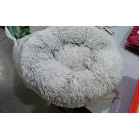 Dog Beds For Small Dogs Round Plush Cat Litter Kennel Pet Nest Mat Puppy Beds (Option: Light gray-100cm)