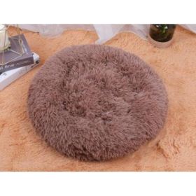 Dog Beds For Small Dogs Round Plush Cat Litter Kennel Pet Nest Mat Puppy Beds (Option: Light brow-50cm)