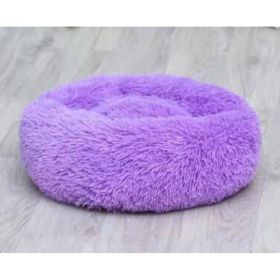 Dog Beds For Small Dogs Round Plush Cat Litter Kennel Pet Nest Mat Puppy Beds (Option: Purple-120cm)