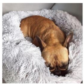 Dog Beds For Small Dogs Round Plush Cat Litter Kennel Pet Nest Mat Puppy Beds (Option: Good Grey-100cm)