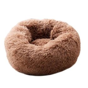 Dog Beds For Small Dogs Round Plush Cat Litter Kennel Pet Nest Mat Puppy Beds (Option: Good Coffee-40cm)