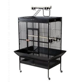 Select Wrought Iron Play Top Parrot Cage (Option: black)
