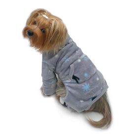 Ultra Thick Plush Penguins Turtleneck Pajamas (Color: gray, size: L)