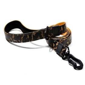 Embossed UV Printed Dog Leash & Collar Set 1.5cm Wide, Waterproof Tear-Resistant Easy To Clean PVC Set, Stylish Patterned Walking Training Gear For Sm (Option: Orange)