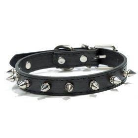 Anti-Bit Pet Necklace; Durable Dog Rivet Collar For Puppy; Pet Supplies (Color: Black, size: M)