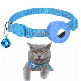 For AirTag Tracker Silicone Case Reflective Cats Dogs Pet Collar (Color: Blue, Type: Pet Supplies)