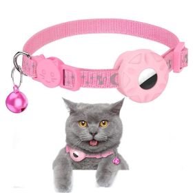 For AirTag Tracker Silicone Case Reflective Cats Dogs Pet Collar (Color: Pink, Type: Pet Supplies)