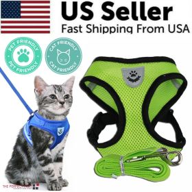 Cat Dog Pet Harness Adjustable Control Vest Dogs Reflective S M L XL Leash (Color: Green, size: S)