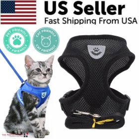 Cat Dog Pet Harness Adjustable Control Vest Dogs Reflective S M L XL Leash (Color: Black, size: S)