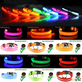 LED Adjustable Dog Collar Blinking Flashing Light Up Glow Pets Safety Waterproof (Color: Pink, size: XS)